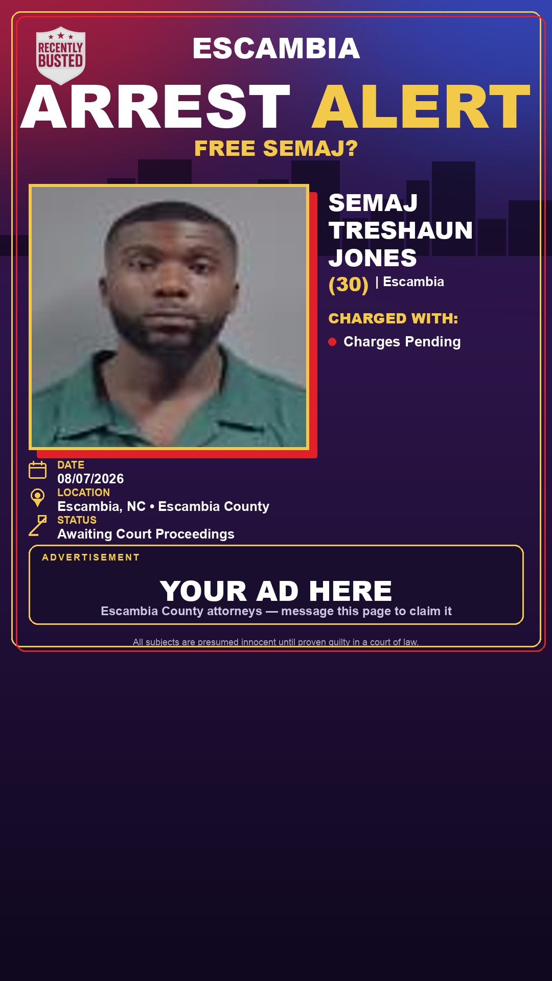 Arrest report - Semaj Treshaun Jones