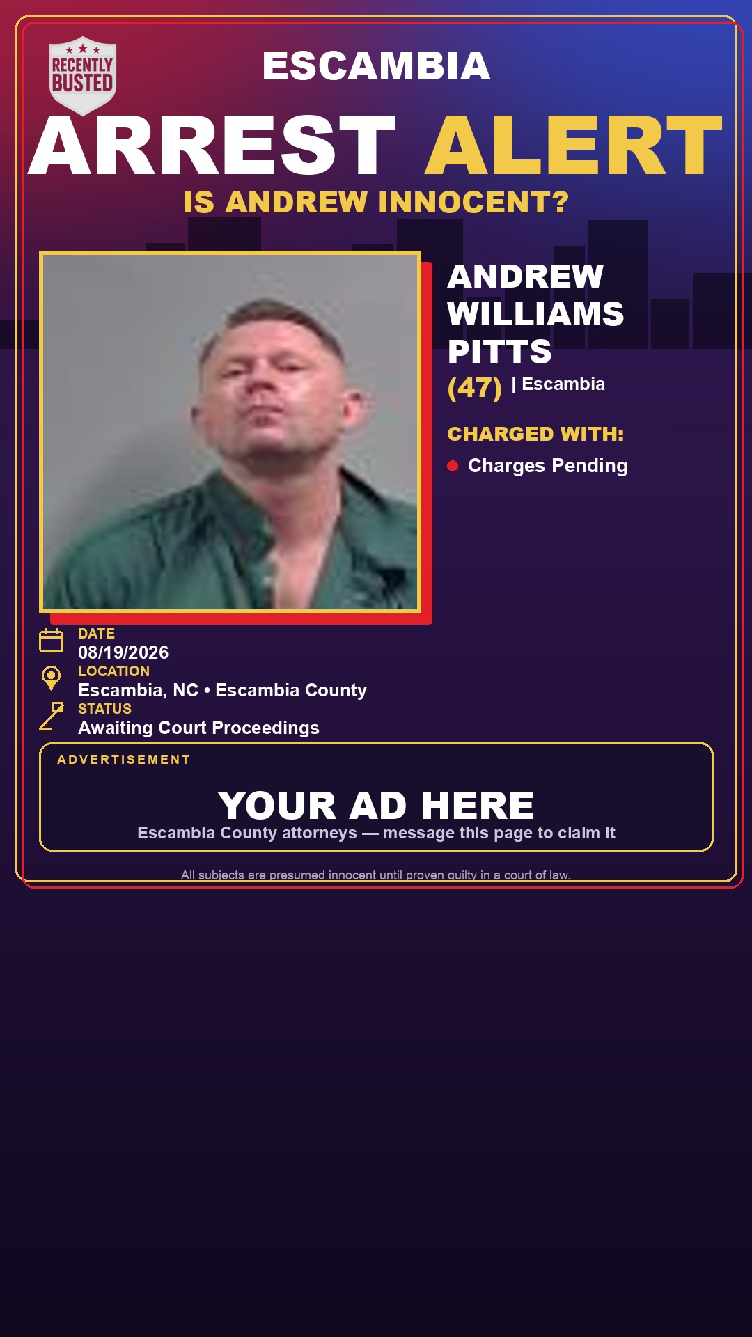 Arrest report - Andrew Williams Pitts