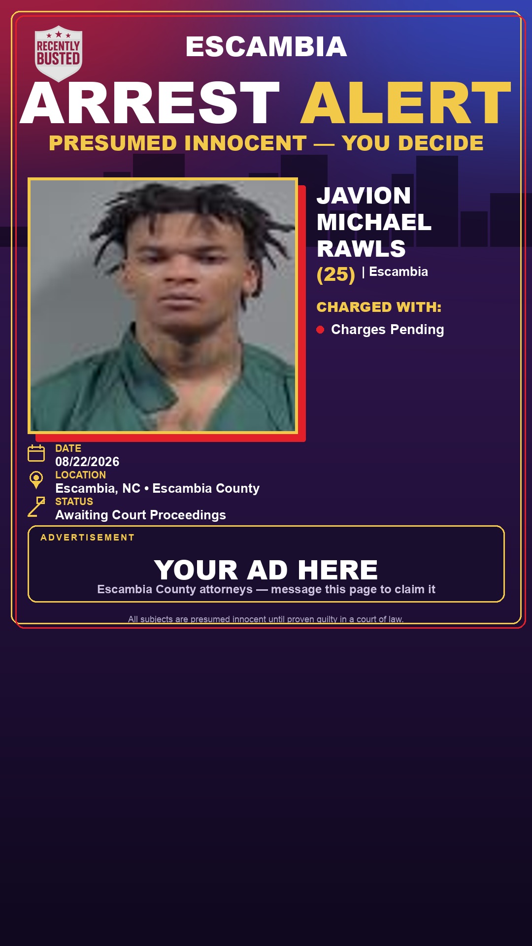 Arrest report - Javion Michael Rawls