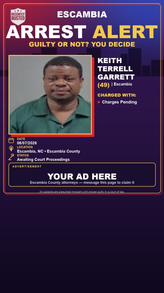 Keith Terrell Garrett — arrest record card, Florida Crime