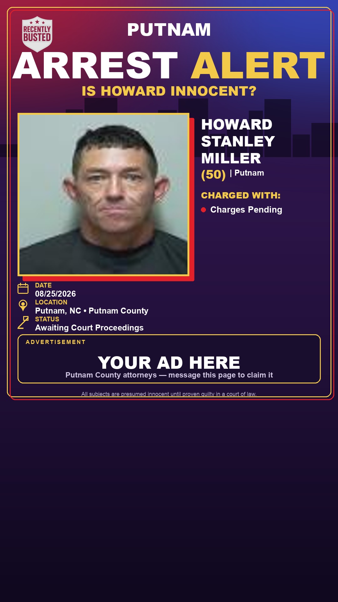Arrest report - Howard Stanley Miller
