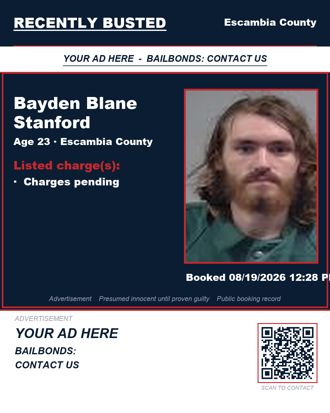 Arrest report - Bayden Blane Stanford