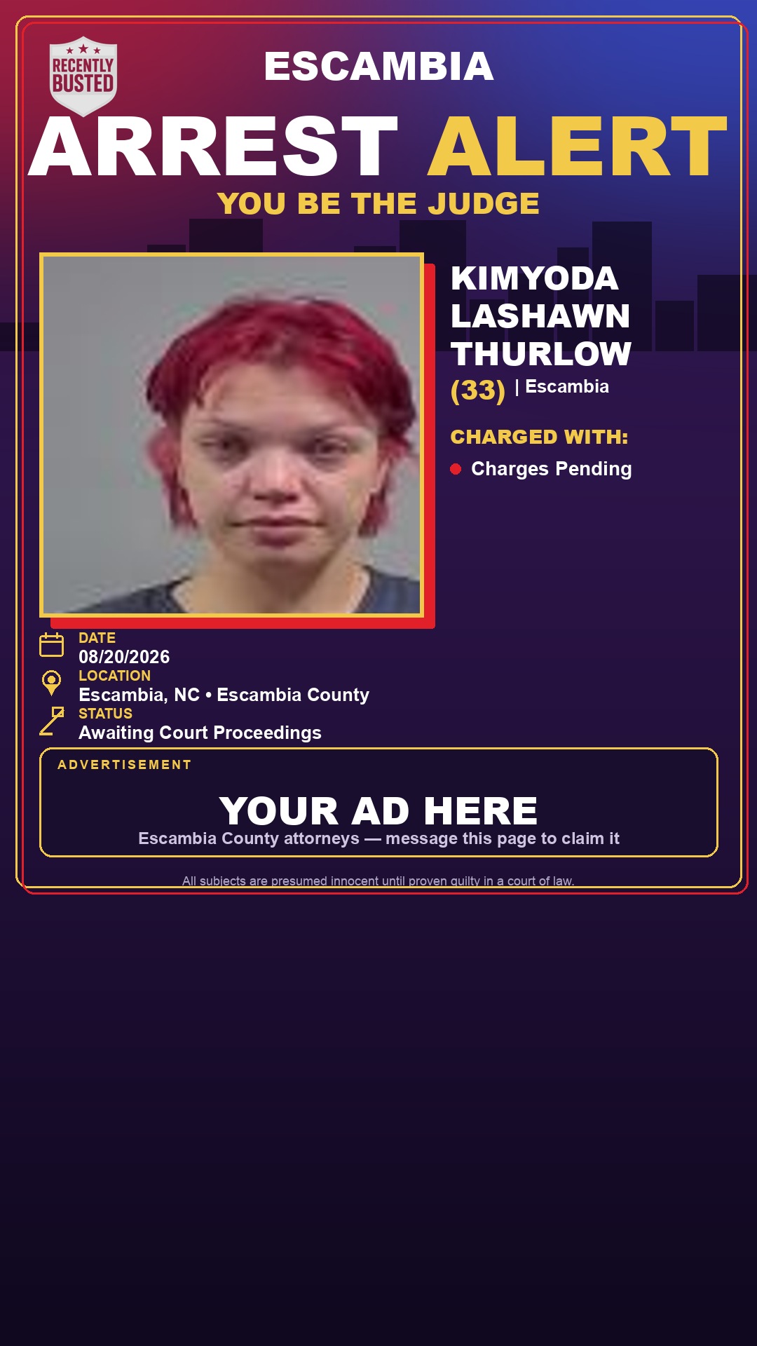 Arrest report - Kimyoda Lashawn Thurlow
