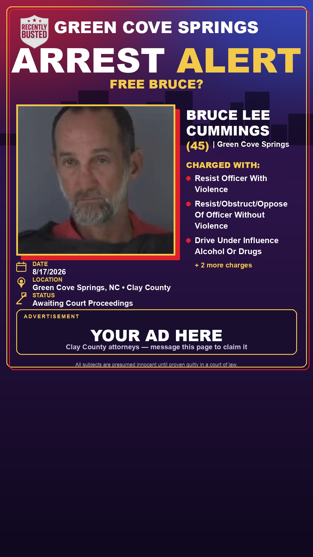 Arrest report - BRUCE LEE CUMMINGS