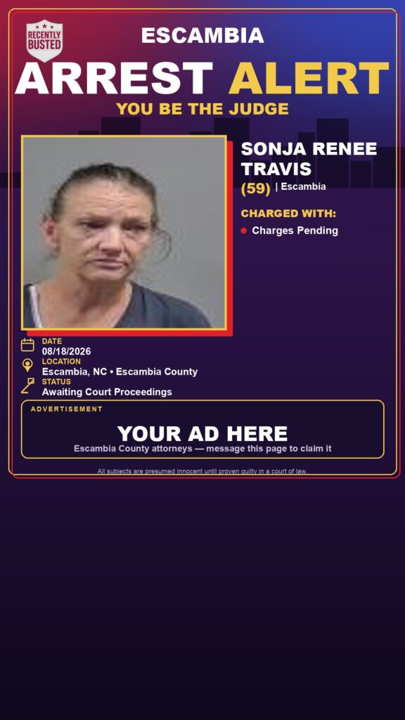Sonja Renee Travis — arrest record card, Florida Crime