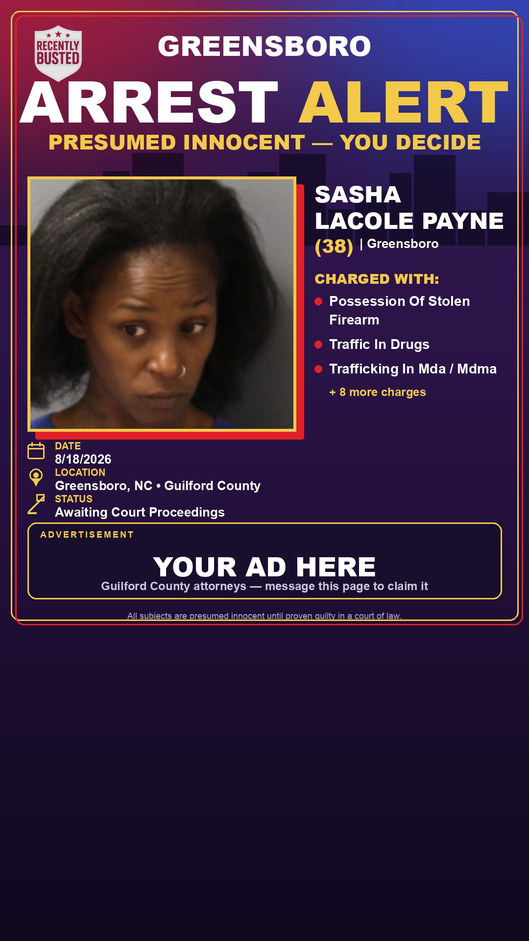 Arrest report - SASHA LACOLE PAYNE