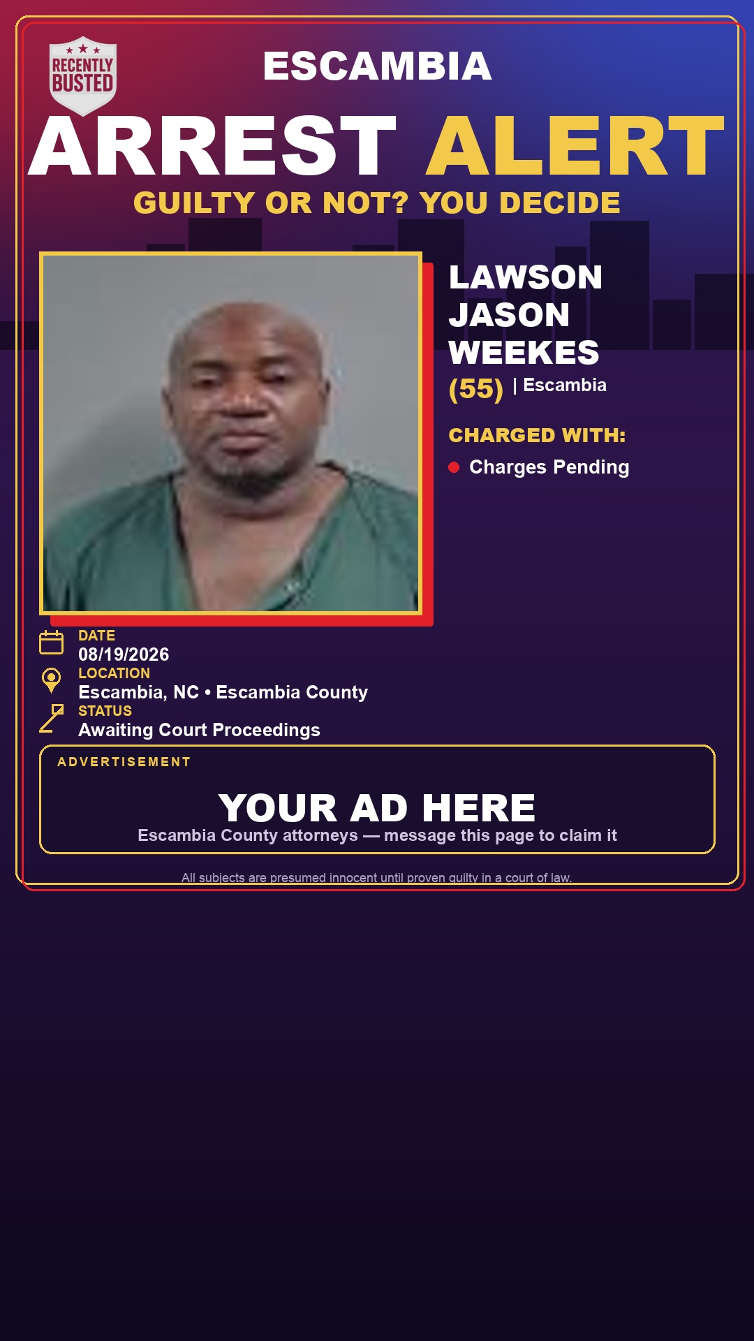 Arrest report - Lawson Jason Weekes