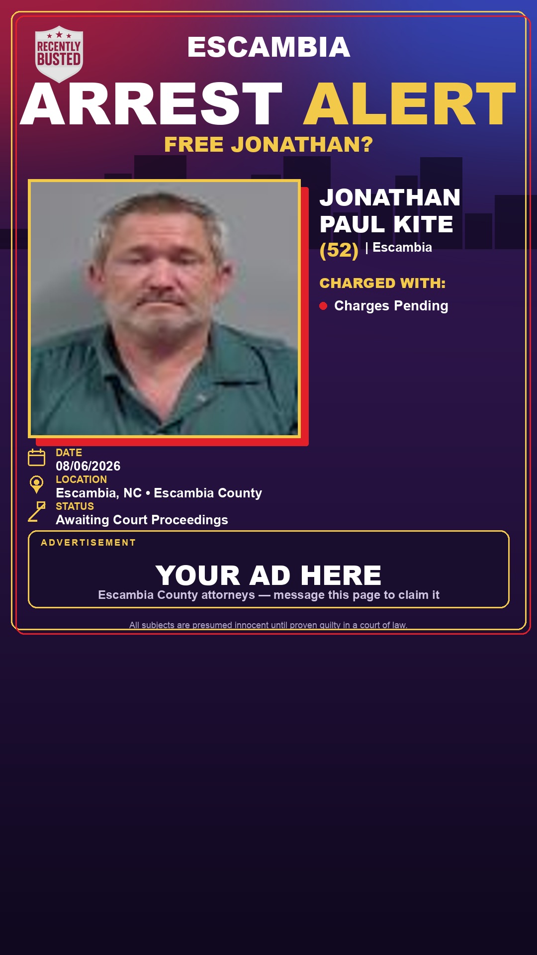 Arrest report - Jonathan Paul Kite