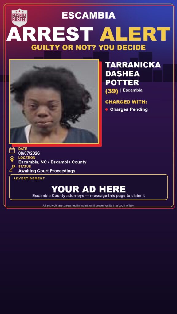 Tarranicka Dashea Potter — arrest record card, Florida Crime