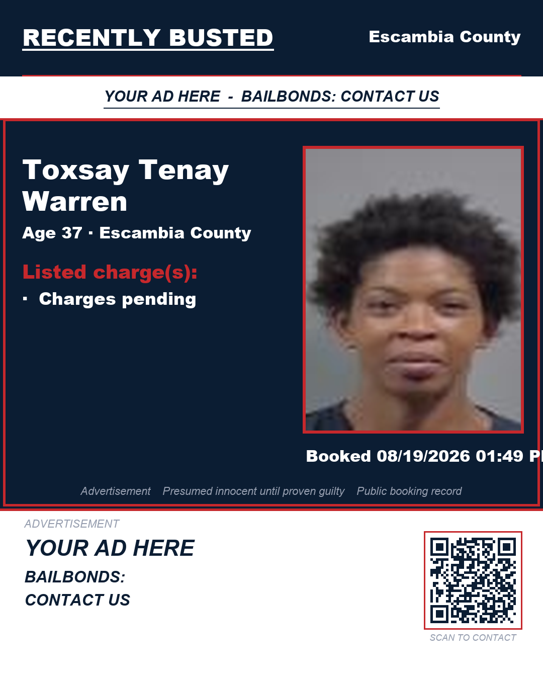 Arrest report - Toxsay Tenay Warren