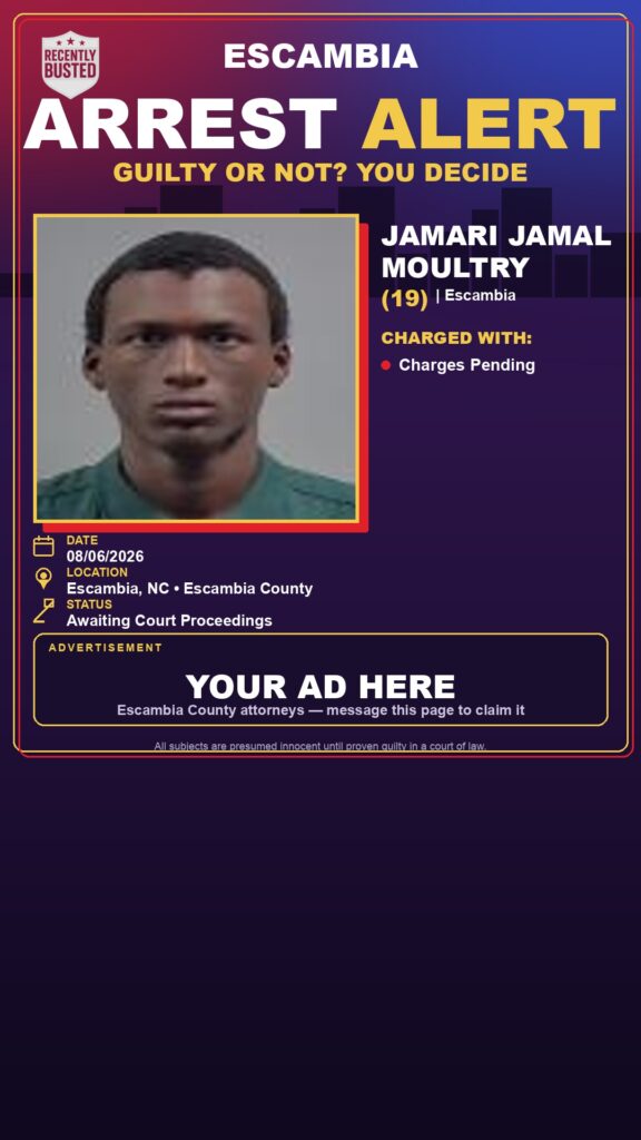 Jamari Jamal Moultry — arrest record card, Florida Crime