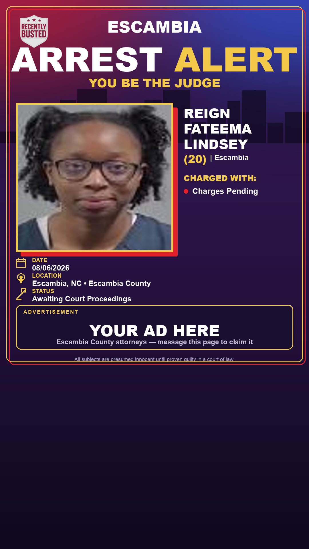 Arrest report - Reign Fateema Lindsey