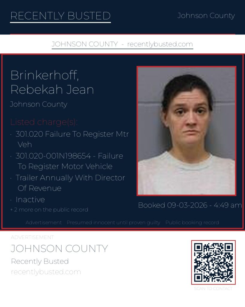 BRINKERHOFF, REBEKAH JEAN — arrest record card, Missouri