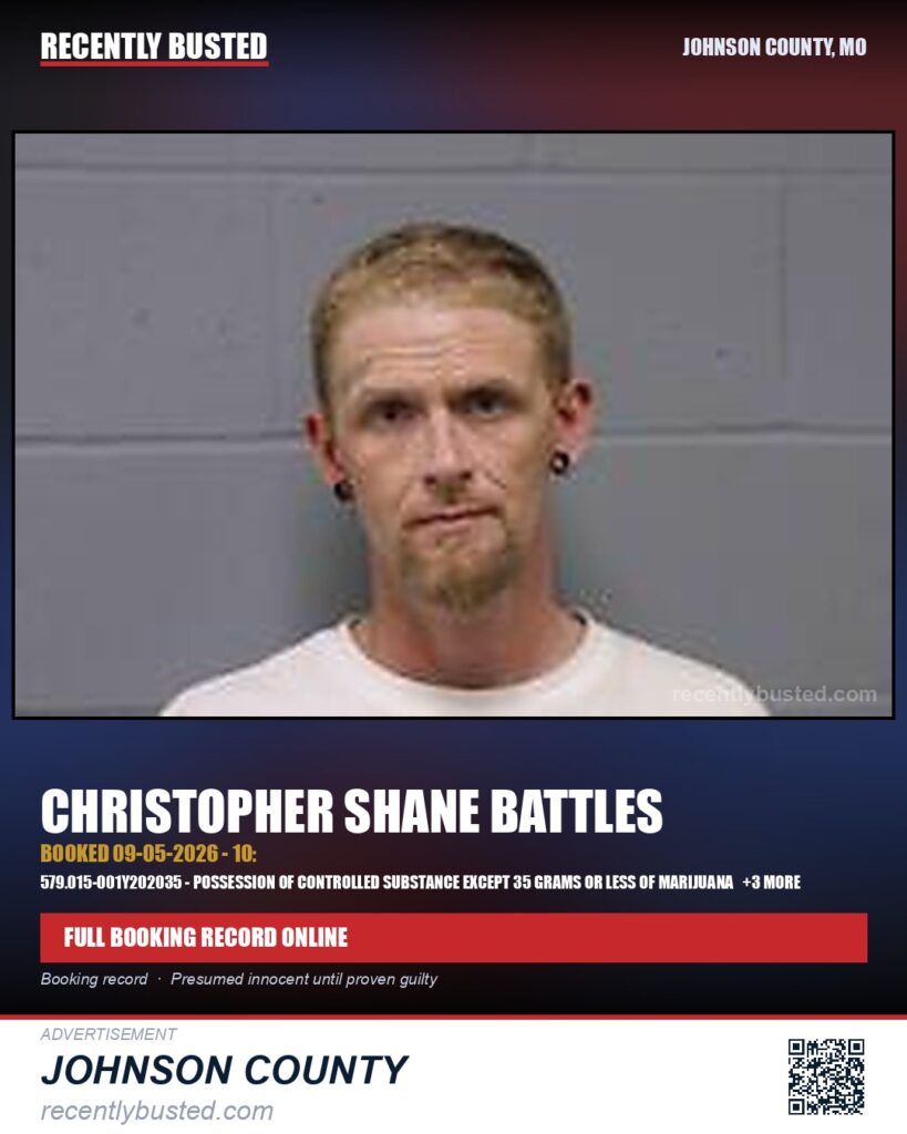 BATTLES, CHRISTOPHER SHANE — arrest record card, Missouri