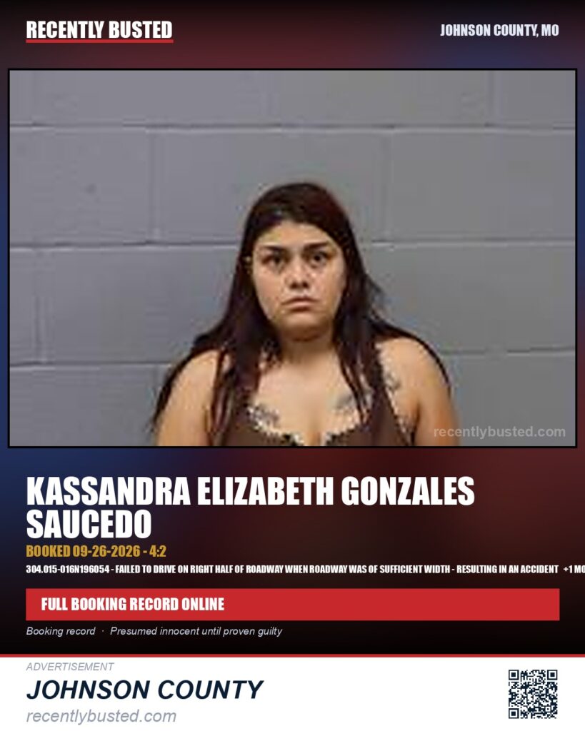GONZALES SAUCEDO, KASSANDRA ELIZABETH — arrest record card, Missouri