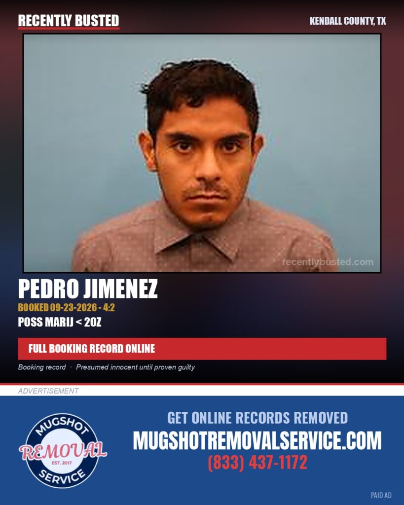 Jimenez, Pedro — arrest record card, Kendall County, Texas
