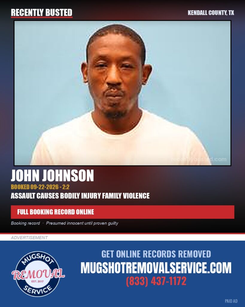 Johnson, John — arrest record card, Kendall County, Texas