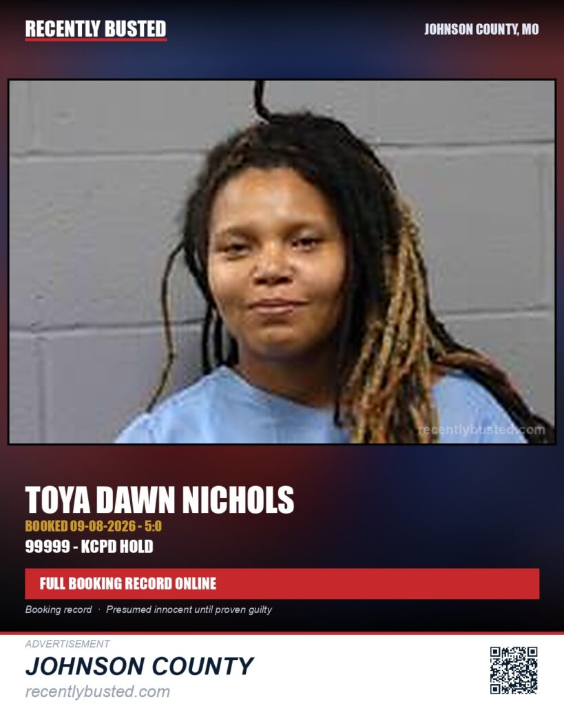 NICHOLS, TOYA DAWN — arrest record card, Johnson County, Missouri