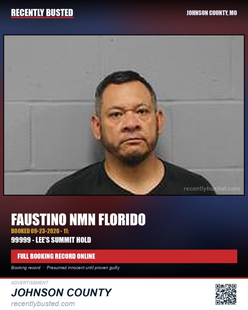 FLORIDO, FAUSTINO NMN — arrest record card, Johnson County, Missouri