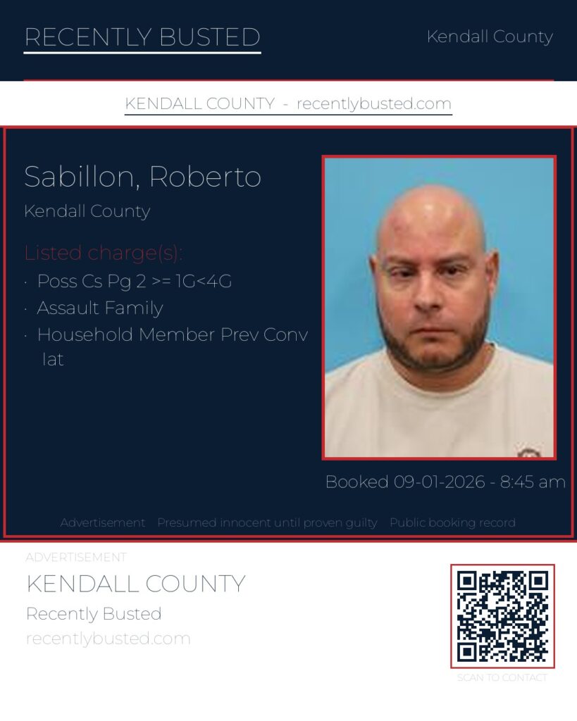 Sabillon, Roberto — arrest record card, Kendall County, Texas