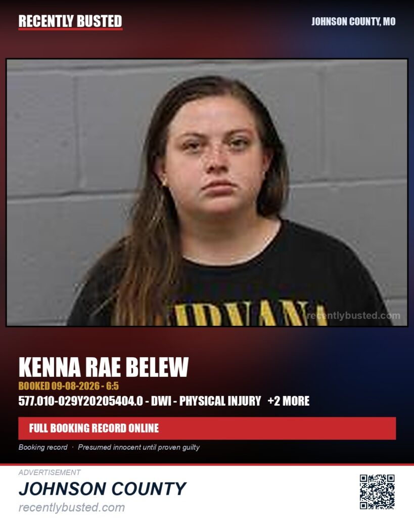 BELEW, KENNA RAE — arrest record card, Missouri