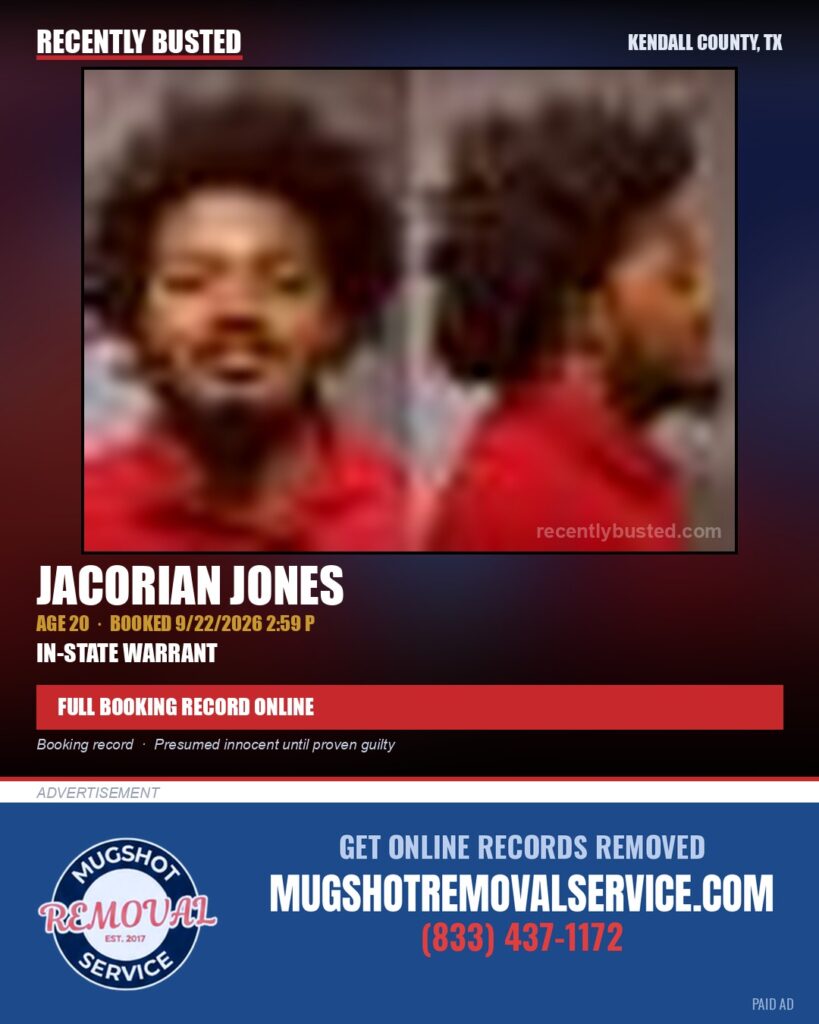 JONES, JACORIAN — arrest record card, Kendall County, Illinois