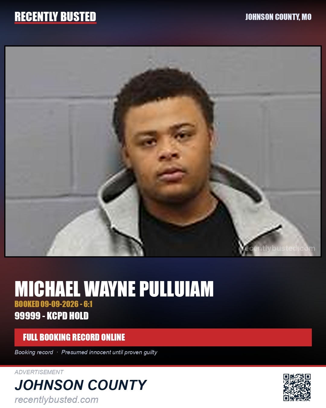 PULLUIAM, MICHAEL WAYNE — arrest record card, Johnson County, Missouri