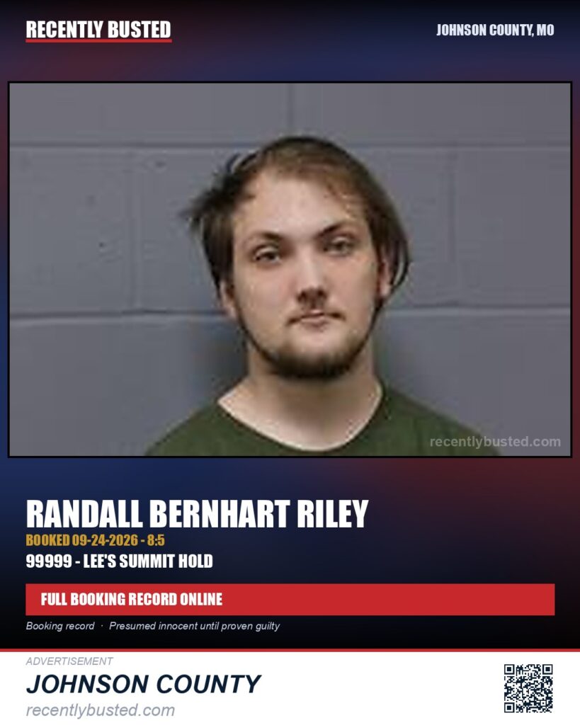 RILEY, RANDALL BERNHART — arrest record card, Missouri
