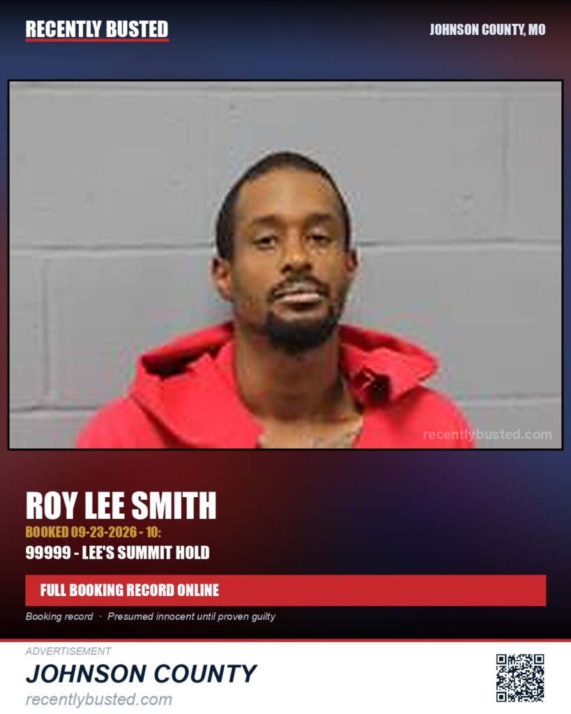 SMITH, ROY LEE — arrest record card, Johnson County, Missouri