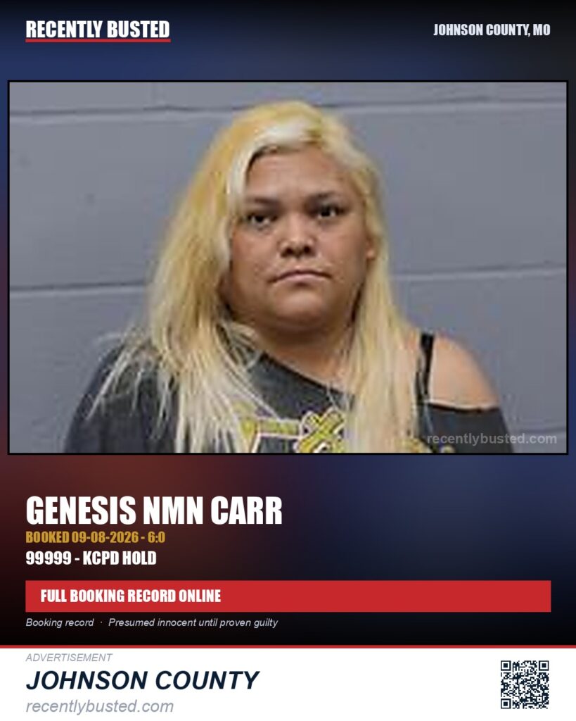 CARR, GENESIS NMN — arrest record card, Missouri