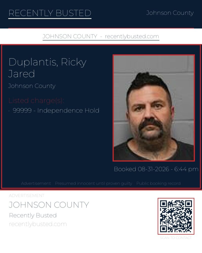 DUPLANTIS, RICKY JARED — arrest record card, Johnson County, Missouri