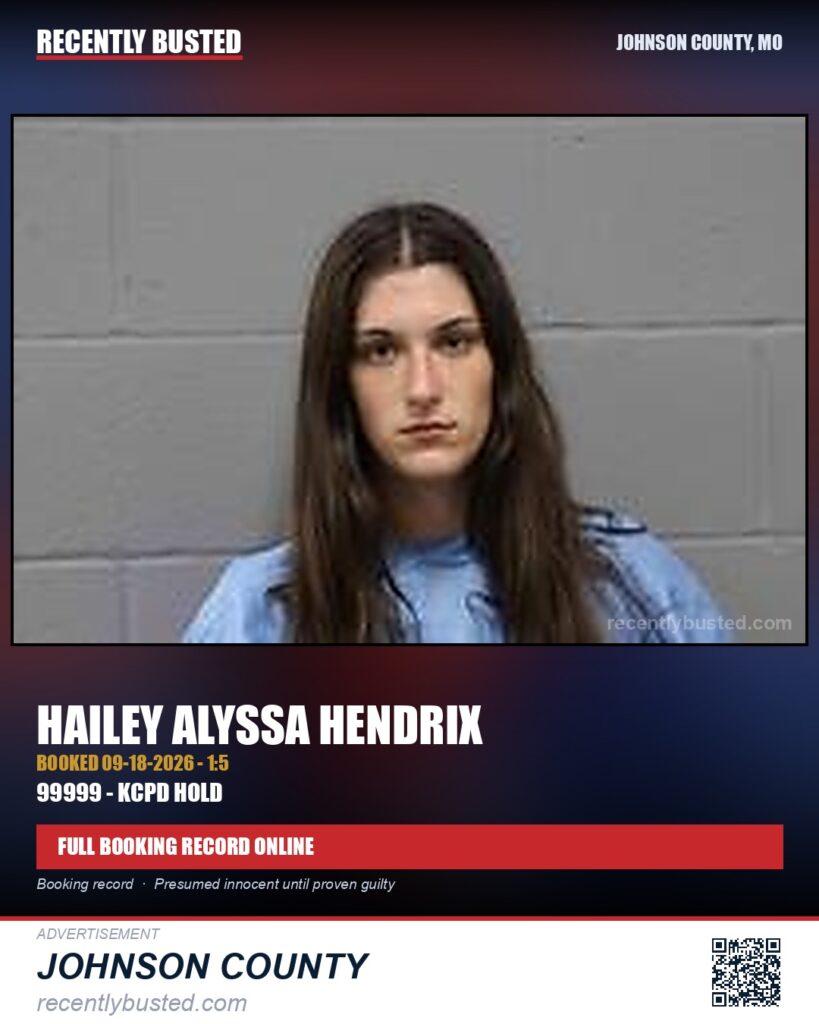 HENDRIX, HAILEY ALYSSA — arrest record card, Missouri