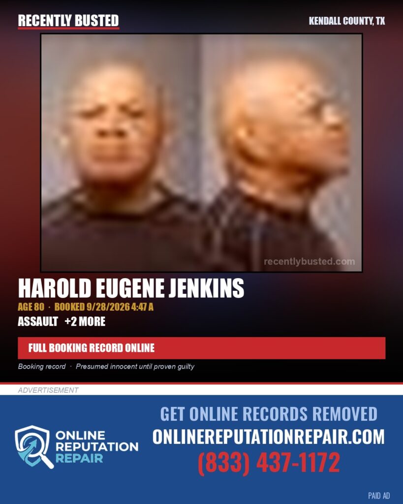 JENKINS, HAROLD EUGENE — arrest record card, Kendall County, Illinois