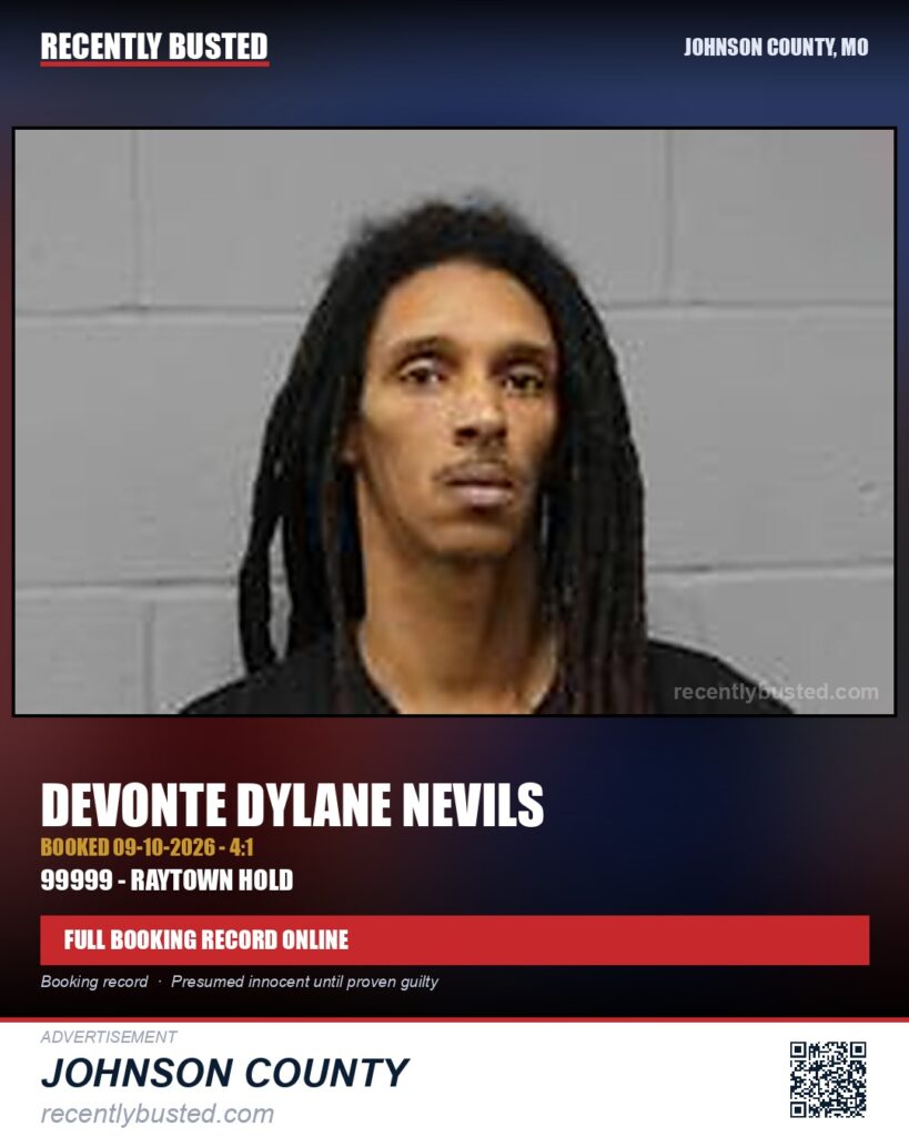 NEVILS, DEVONTE DYLANE — arrest record card, Missouri
