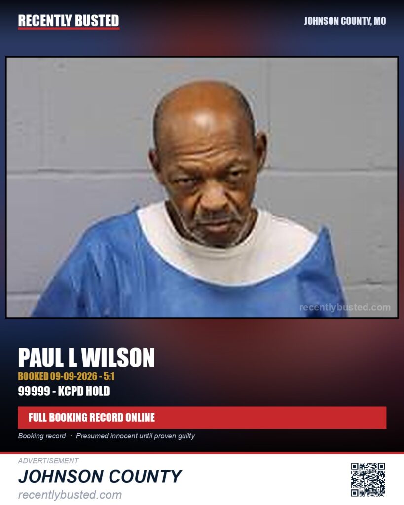 WILSON, PAUL L — arrest record card, Johnson County, Missouri