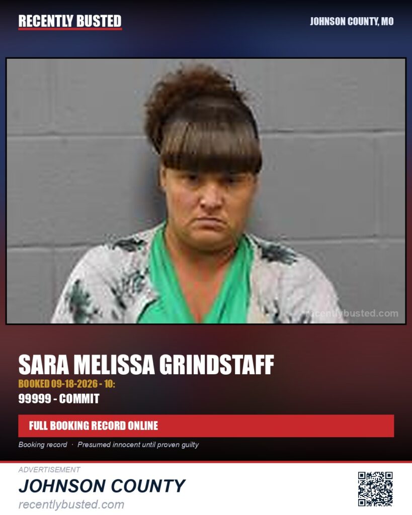 GRINDSTAFF, SARA MELISSA — arrest record card, Missouri