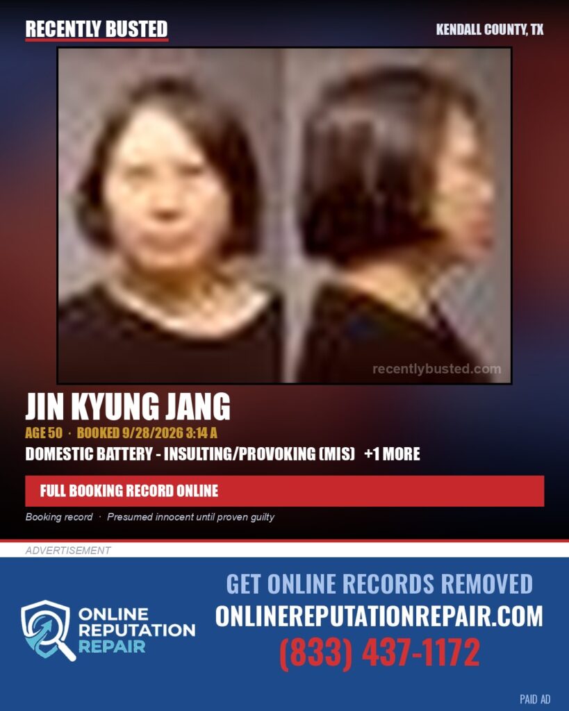 JANG, JIN KYUNG — arrest record card, Kendall County, Illinois