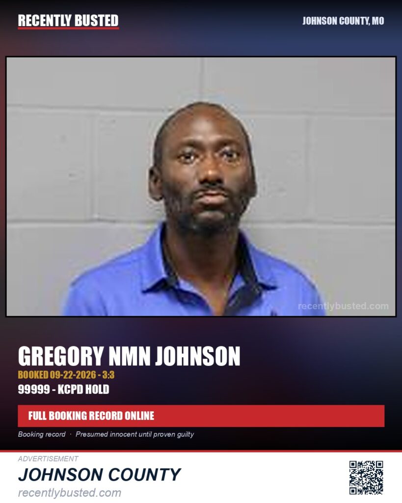 JOHNSON, GREGORY NMN — arrest record card, Missouri