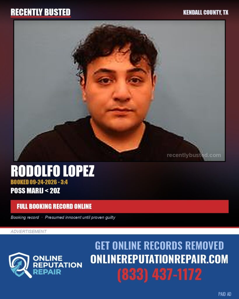 Lopez, Rodolfo — arrest record card, Kendall County, Texas