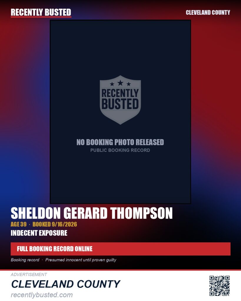 SHELDON GERARD THOMPSON — arrest record card, Cleveland
