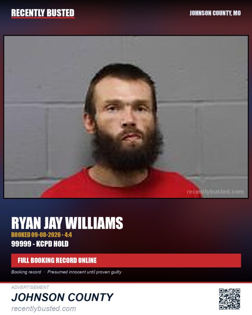 WILLIAMS, RYAN JAY — arrest record card, Missouri