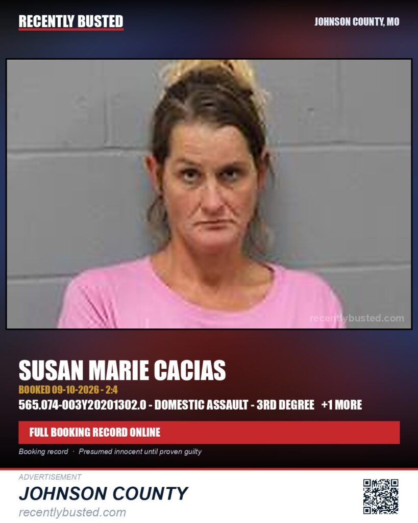 CACIAS, SUSAN MARIE — arrest record card, Missouri