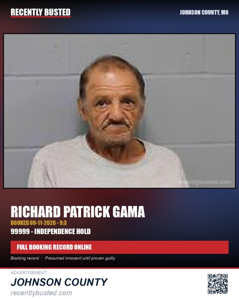 GAMA, RICHARD PATRICK — arrest record card, Johnson County, Missouri
