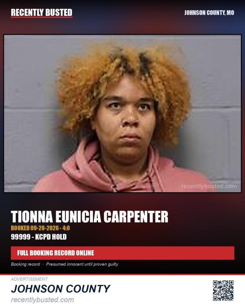 CARPENTER, TIONNA EUNICIA — arrest record card, Missouri
