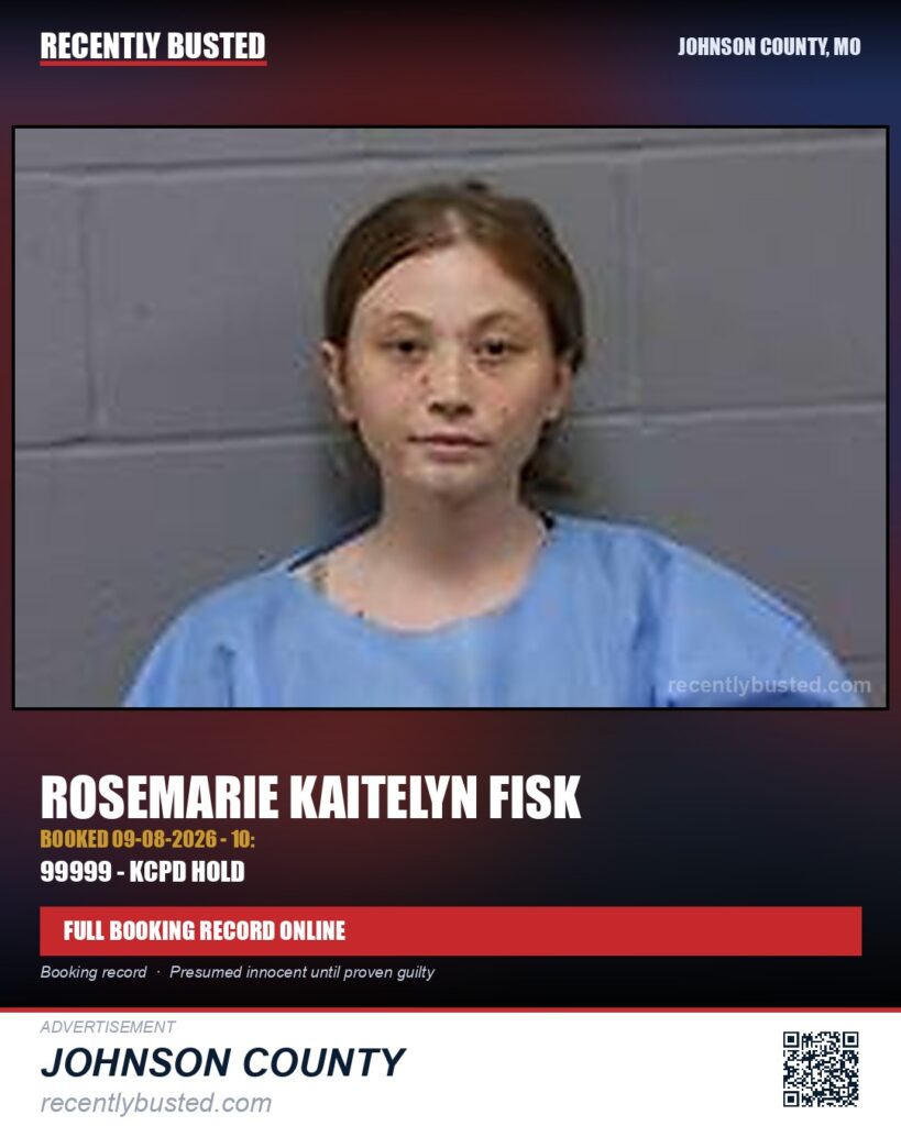 FISK, ROSEMARIE KAITELYN — arrest record card, Johnson County, Missouri