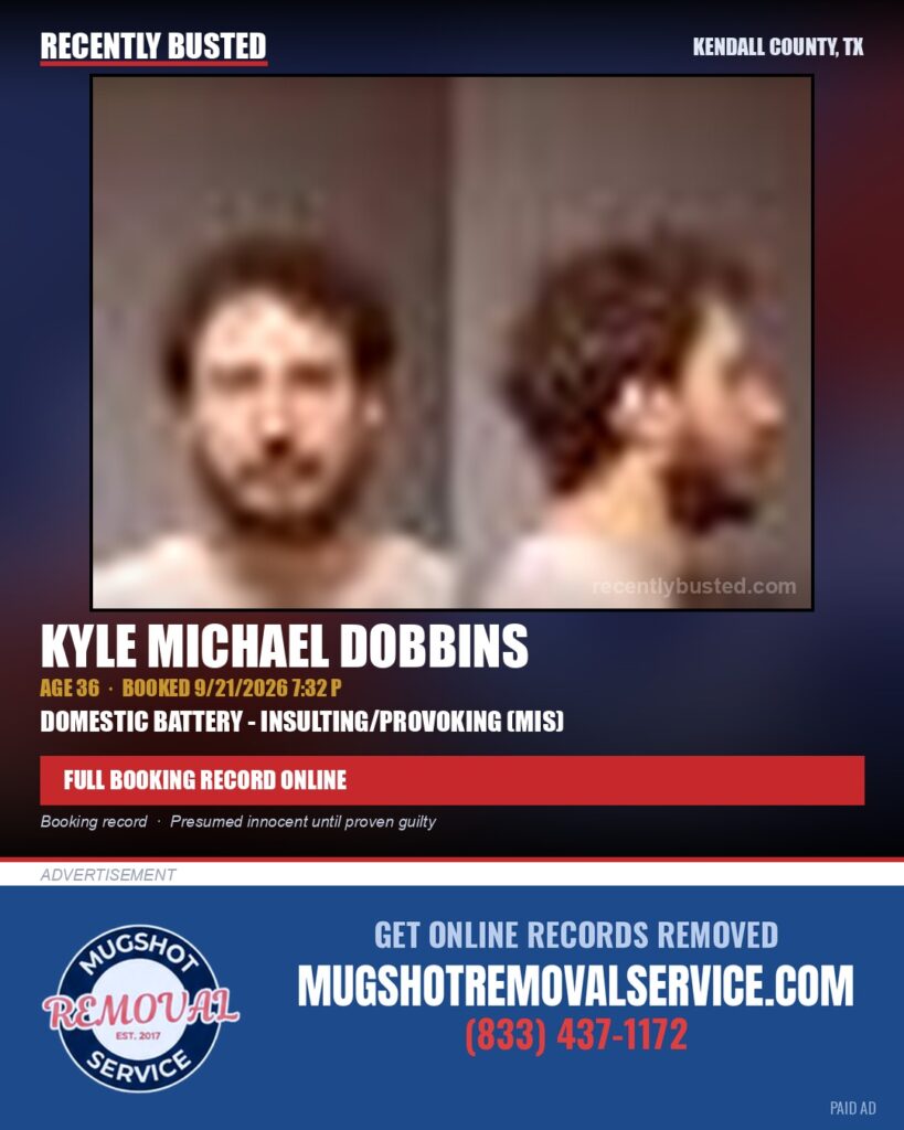 DOBBINS, KYLE MICHAEL — arrest record card, Kendall County, Illinois