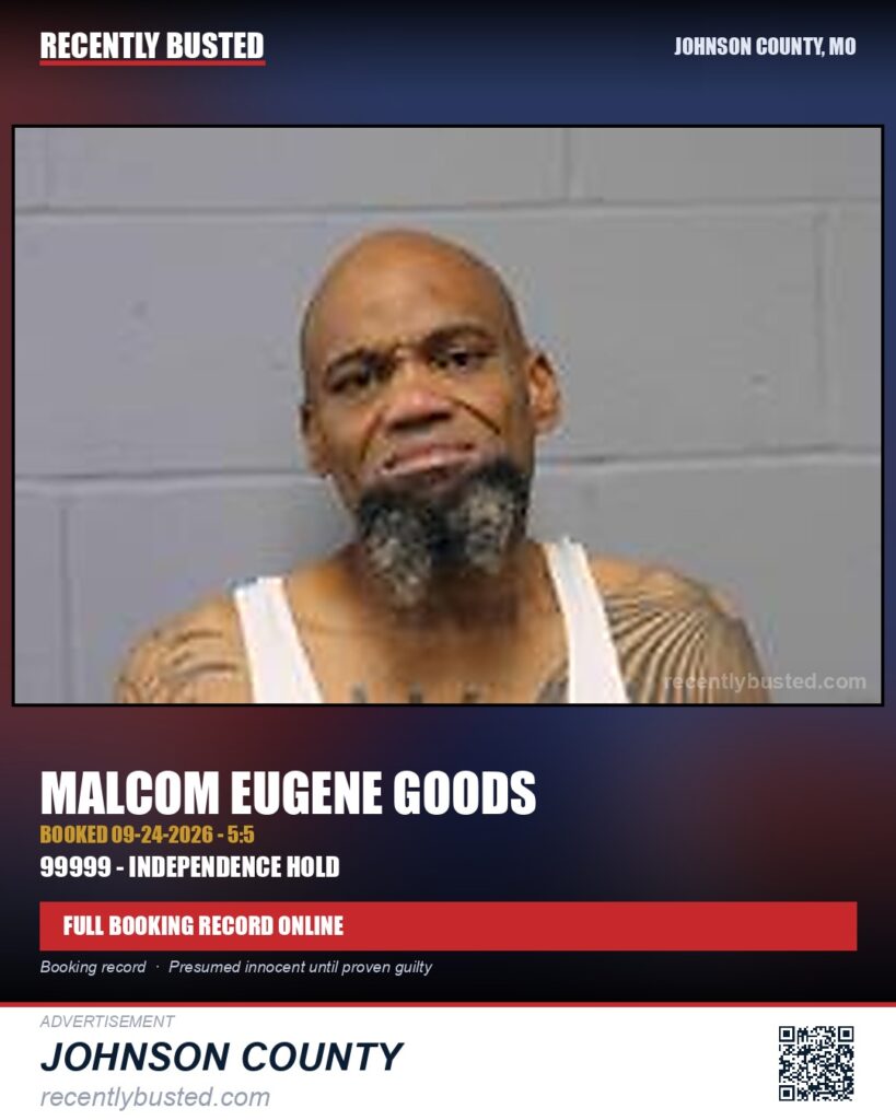 GOODS, MALCOM EUGENE — arrest record card, Missouri