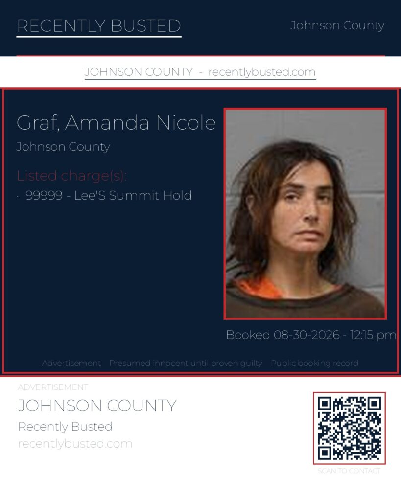 GRAF, AMANDA NICOLE — arrest record card, Johnson County, Missouri