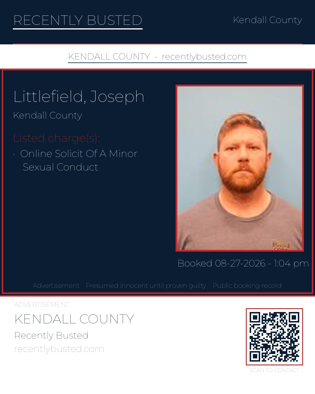 Littlefield, Joseph — arrest record card, Kendall County, Texas