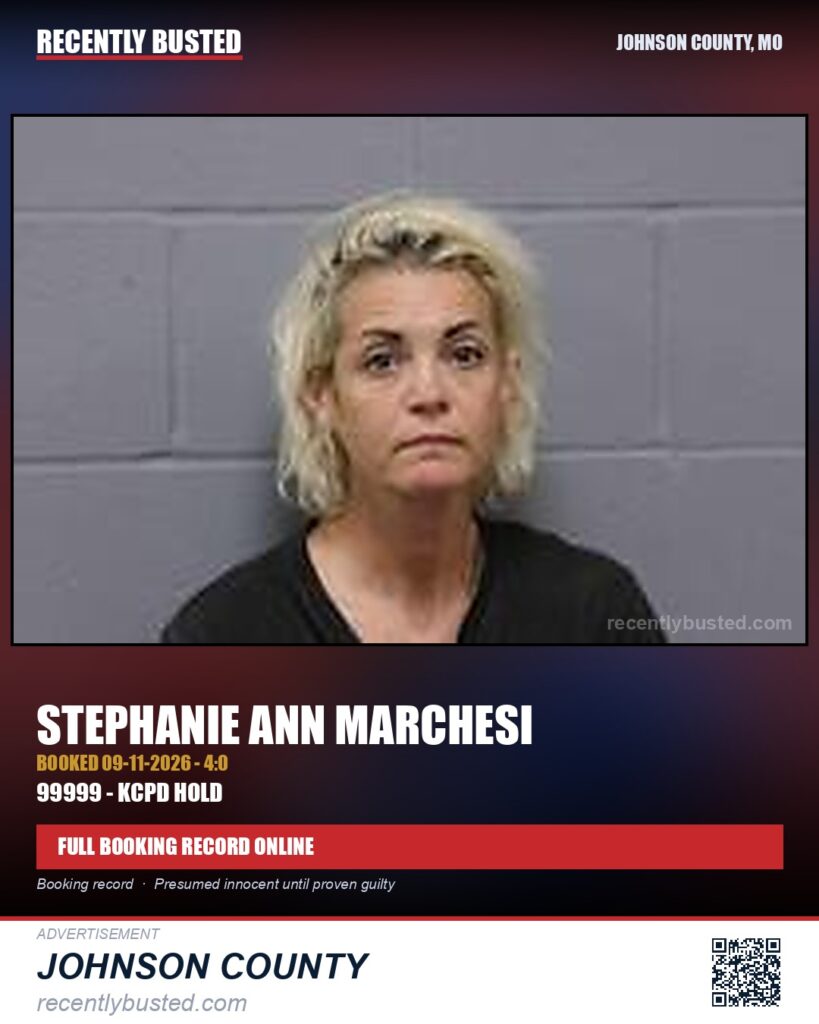 MARCHESI, STEPHANIE ANN — arrest record card, Johnson County, Missouri